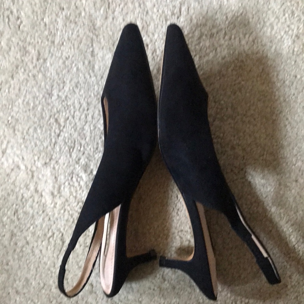 Corina Womens Suede Fabric Sling Back Kitten Heel Slip On Sandals-Size 39